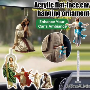 Acrylic Car Hanging Praying Cross Creative Pendant Vehicle Interior Accessories Safe and Prosperous Blesses A Safe And Smooth Journey
