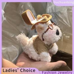 [Hot Sale Jewellery]liuchuanbing Cute Violin Brown Bear West Highland Dog Plush Doll Ring Display Box Jewelry Organizer Gifts