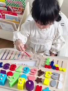 【Early Education】Montessori Wooden Puzzle Board Shape & Number Matching Blocks Hand-Eye Coordination Shape Sorter Board
