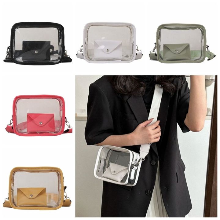 BRIMISKY Semi Transparent Jelly Bag For Women,Lady Fashion Lovely Bag,Clear Bag Stadium Approved, Semi Transparent-black-large