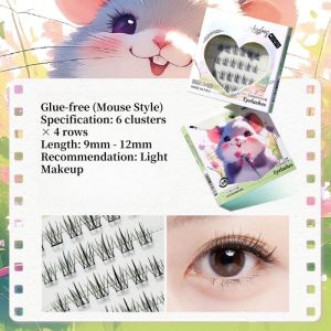SKISOPGO 10 Row False Eyelashes Glue Free Natural Reusable Cluster Large Capacity Adhesive Eyelash Extension