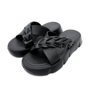SIMWOOD Sandal Wanita Elegan Sendal Slop Tali Silang Slip On Sandal Olahraga Kasual Tebal Wanita