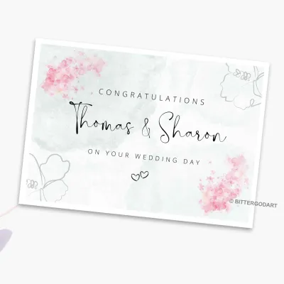 Wedding Engagement Day Custom Personalise Floral Congratulation Greeting Cards