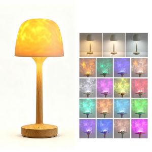 16 Color LED Water Ripple Projection Lamp Dual Mode Ambient Desk Light USB Rechargeable Tall Table Lamp with Remote Control for Bedroom Living Room Decor Night Light Lamps