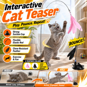 Durable Extra Long Cat Wand Toy Interactive Self Play Feather Teaser Boredom Relief Chew Resistant Cat Fishing Rod Toy