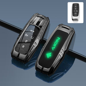 Luminous Silicone Zinc Alloy Smart Car Key Fob Case Cover Chain For GAC Motor Aion V Y Plus ES Elite Remote Shell Holder Clear TPU Buttons Protector Leather Keychain