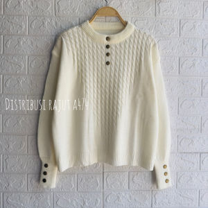 Cardigan Rajut | Sweater Rajut | CAYLA KNITS ATASAN SWEATER RAJUT MOTIF CABLE KANCING WANITA KOREA
