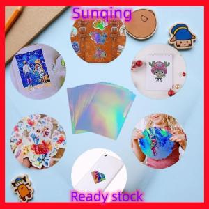 SQ Stationery [Flash Sale] 5pcs Holographic Sticker Paper Clear Vinyl Self-Adhesive Waterproof Transparent Cold Laminating Film For Crafts