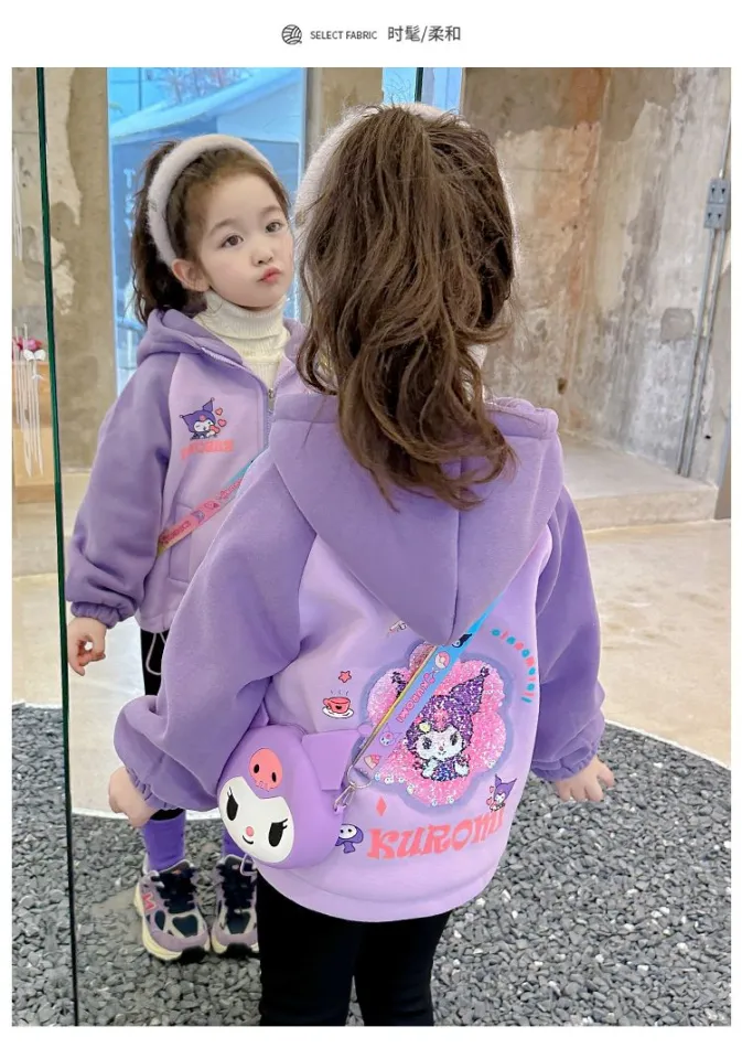 HYO kids jacket Kuromi jacket fleece jacket Girls' sweater Kuromi Hoodie  Winter protection for kids 2-8 years old Girls' winter coat