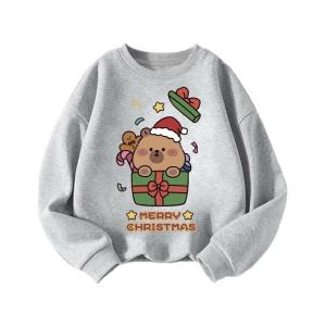 Áo Sweater Trẻ Em - Thời Trang Hàn Quốc Hình Hộp Quà Giáng Sinh CapyBara Chất Vải Nỉ Cotton Ấm Áp