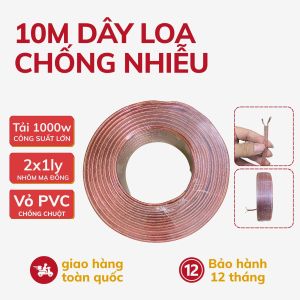 10M Dây Loa Chống Nhiễu Helin Mác 200 Cao Cấp Lõi 1Ly-Vỏ Pvc Dây Âm Thanh Cho Loa Amply Cục Đẩy-H2Pro Tech