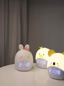 Cartoon Animal Party Alarm Clock Soft Silicone LED Smart t Alarm Clock Childrens Bedside Sleep Mini Electronic Alarm Clock