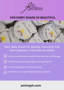 Amina Gluta Ultimate – 13-in-1 Premium Radiance Collagen & Sun Defense Supplement (BUY 2 GET 1 FREE THUMBLER)