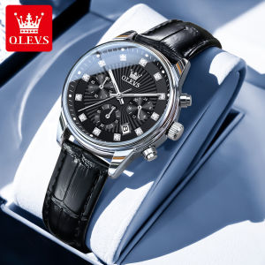 OLEVS Watch For Women Waterproof Original Leather Strap Green Quartz Fashion Ladies Wristwatch