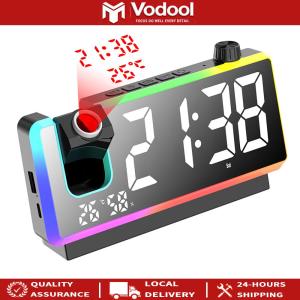 Home Décor Projection Alarm Clock with USB Charging Dual Alarms for Hearing Impaired and Deaf People Modern Design Large Screen