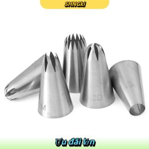 SHNGki Bộ 5 đầu phun kem bánh ngọt bằng thép không gỉ dùng để trang trí bánh cupcake
