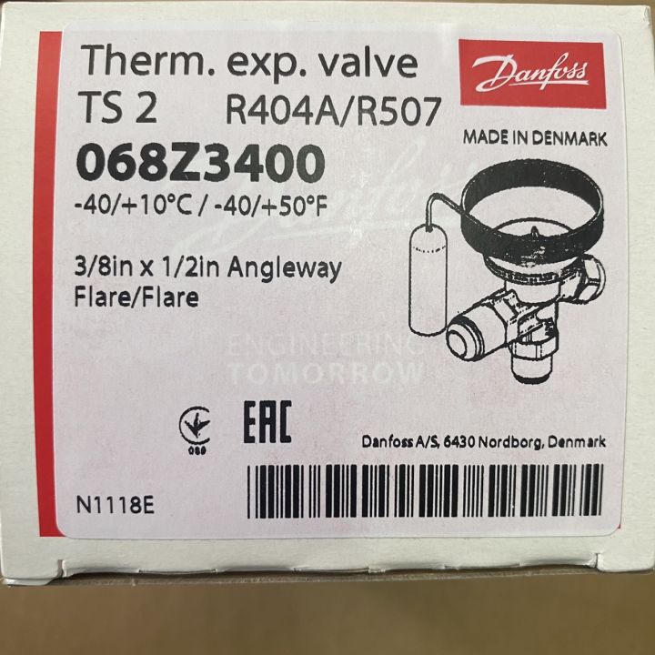Danfoss Thermostatic expansion valve, T 2, R404A/R507A 068Z3400 ...