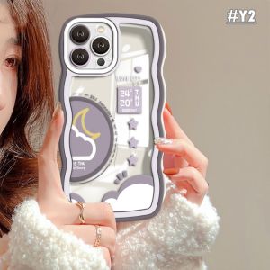 (Lokal Ready) Xinyu Casing hp iPhone 14 iPhone 14 Pro Max iPhone 11 iPhone13 Pro Max 11 Pro Max iPhone 12 XR XS MAX iPhone 6 6S 7 8 Plus SE 2020 Bergelombang Pinggiran Siang Malam Ramalan Cuaca Soft Cover