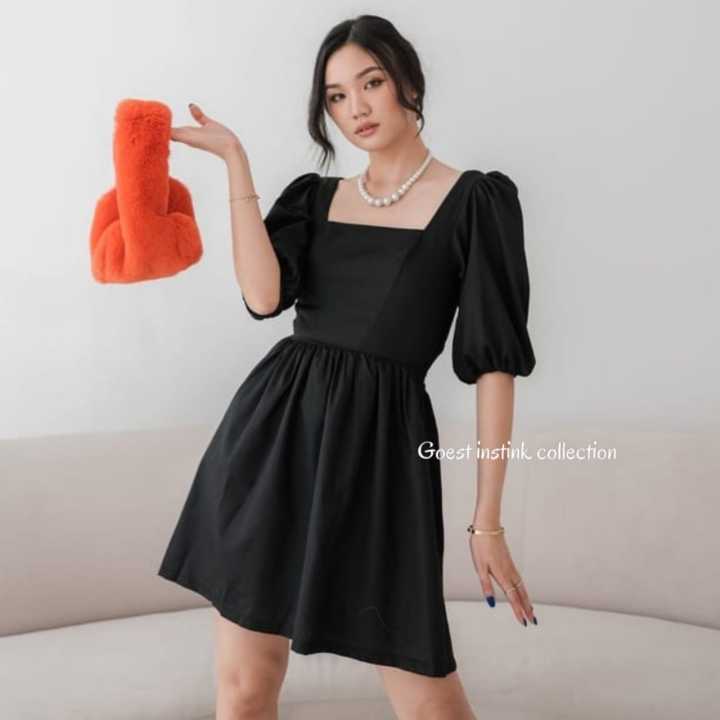 Mini Dress Korea Style Dress MUTIA Dress Lengan Pendek Polos Dress Size  Jumbo | Lazada Indonesia