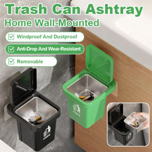 Bathroom wallmounted trash can with lid Household antiflying wallmounted  trash can