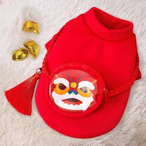 Tang Style Clothes Red Costume for White Poodle & Small Dogs