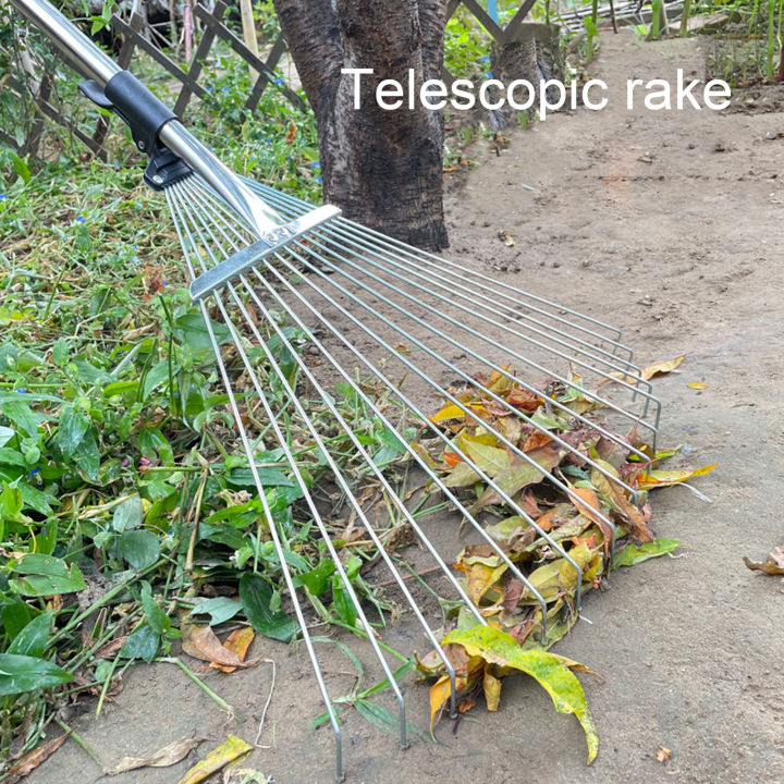 คราดกวาดใบไม้ พับเก็บได้ ปรับได้ สำหรับทำความสะอาดสวน