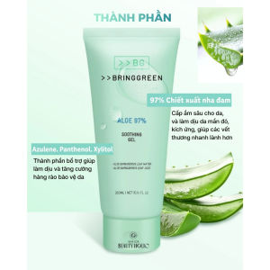 GEL DƯỠNG DA NHA ĐAM LÀM DỊU DA face & body BRING GREEN ALOE 97% SOOTHING GEL 300ML HÀN QUỐC - 19647 - Làm dịu da nhanh chóng – giảm đỏ giảm kích ứng 💦 Cấp ẩm tức thì – giúp da mềm mịn căng mướt ❄️ Hạ nhiệt da sau nắng sau treatment ✨ Hỗ trợ phục hồi