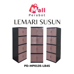 Mall Perabot | Lemari Fawsline Pakaian 4 Susun Plastik Persegi | Rak Baju Tingkat Jumbo Serbaguna Murah