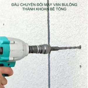 Đầu chuyển đổi máy siết bu lông chạy pin thành khoan bê tông kèm mũi khoan d6mm