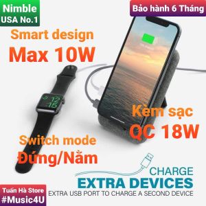 Đế sạc nhanh không dây đơn Nimble cho Iphone X 11 12 13 Pro Max S8 S9 S10 Note 8 9 10 AirPods Tuấn Hà Store
