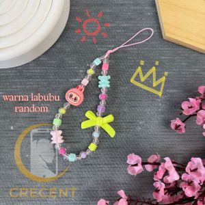 LABUBU Jelly Lanyard Tali Gantungan Gelang Strap HP Phone Charm Handphone Device Kamera Handmade Macaron Candy Lanyard Full Warna Korean Style Black Pink Estetik Bracelet Beads POPMART Labubu All Style Pita Ribbon Star Bintang
