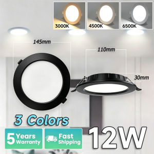 CANMEIJIA Ultra Thin LED Ceiling Light Pin Light Panel Lights 3 Colors 3500K/4000K/6500K Selectable 6W 9W 12W 18W LED Recessed Downlight for Living room Bedroom Bathroom Office