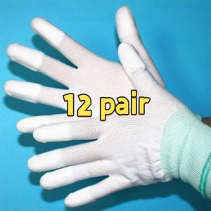 12pairs PU Gloves Anti Static Industrial Antiskid Electronic Working Breathable For Light Industry
