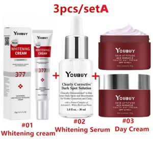 YOUBUY 3 in1 Whitening Set Whitening Freckle Remove Cream - wajah Serum - Anti Aging Day Cream