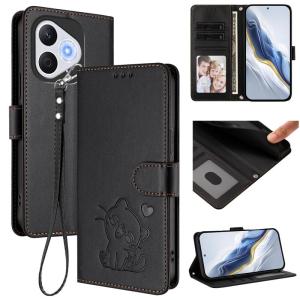 Luxury Casing For Honor 400 Lite X9C Smart X8C X7C 200 Smart X6b X7b X9b Honor 200 Lite 200 Pro Heart Cat Pattern Wallet Leather Flip Skin Stand Cover Case