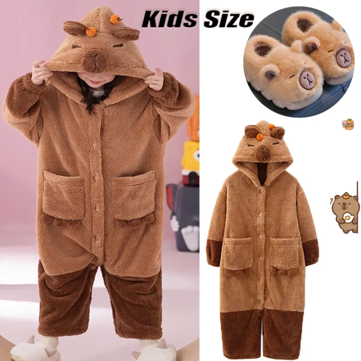Children Capybara Cosplay Costume Kids Robes Kigurumi Onesie