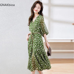 เดรสแฟชั่นสำหรับผู้หญิงเดรส2023ฤดูร้อนของผู้หญิงทรงสลิมมิ่งและอ่อนโยนสำหรับผู้หญิงดีไซน์ยาวปานกลางแบบฝรั่งเศส