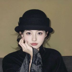 GONOVO Ngọc trai Mũ topper phong cách Hepburn Cung Phong cách Pháp Mũ chính thức cho phụ nữ Thời trang Phong cách Anh Mũ len ngư dân Quý cô