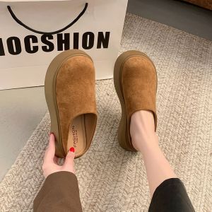 Free Shipping In-Stock Thick-Soled WomenS Spring New Style Slip-On Mules With A Closed-Toe Design For Easy Wear And Height Enhancement