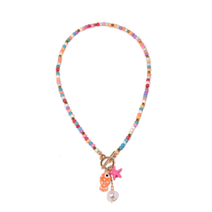 Handmade Ceramic Sea Creature Necklace With Vibrant Beaded Design Suitable For Sensitive Skin Types