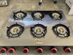 BẾP GAS 6 LÒ HỌNG GANG ĐẦU ĐỐT ĐỒNG PHI 100 ( BẾP BÁNH XÈO MỲ CAY )