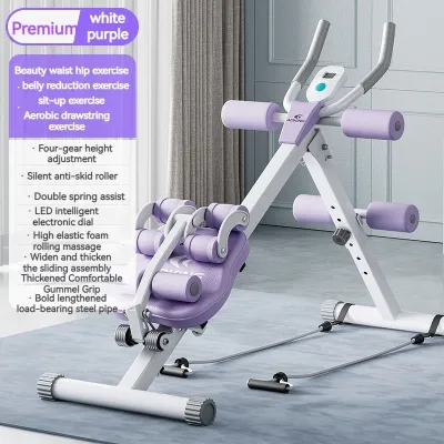 Foldable Fitness Equipment 4 in 1 AB Cruncher Butt Lifting Machine Sit-Up Bench Home Gym Exerciser Gear Roller bar