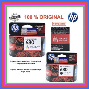 HP 680 100% Original Ink Advantage Cartridge For HP Deskjet in Advantage 1115, 118, 2138, 2675, 2676, 2677, 2678, 3635, 3636, 3638, 3775, 3776, 3777, 3778, 3779, 3835, 3838, 4535, 4536, 4538, 4675, 4678, 5075, 5078, 5085