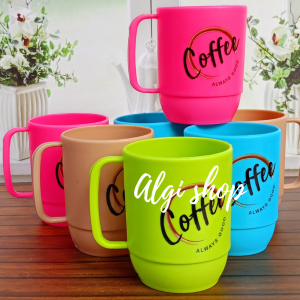 12Pcs Gelas atau Cangkir kopi susu tebal pelangi anti pecah bebas BPA