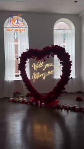 ป้ายไฟนีออนอะคริลิค LED แบบกำหนดเอง "Marry Me" สำหรับตกแต่งงานแต่งงานและงานปาร์ตี้กลางแจ้ง