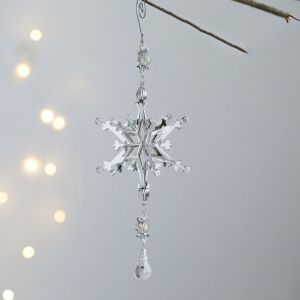 HCHC MALL Three-dimensional 3D Christmas Snowflakes Pendant Glitter Iron Christmas Tree Hanging Ornaments Household Reusable Xmas Tree Hanging Decoration New Year
