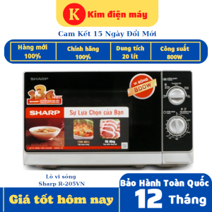 Lò vi sóng Sharp R-205VN-lò vi sóng cơ 20 lít-800W tiết kiệm điện-đa chức năng-hâm-nấu-rã đông-bảo hành 12 tháng toàn quốc