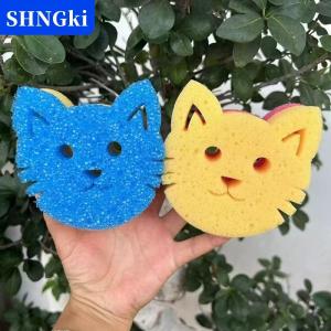 SHNGki Mèo Mặt Nhiệt Độ Nhạy Cảm Miếng Bọt Biển Hai Lớp Cho Món Ăn Nồi Pan Làm Sạch Nhà Bếp Giúp Việc Nhà