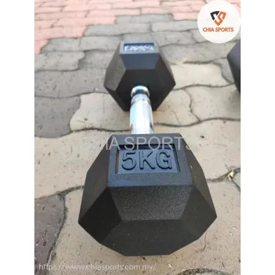 Hexagon Dumbbell 10KG 7.5KG 5KG 2.5KG Premium Rubber Coated Weight Biceps Triceps Bench Press Training Gym Fitness