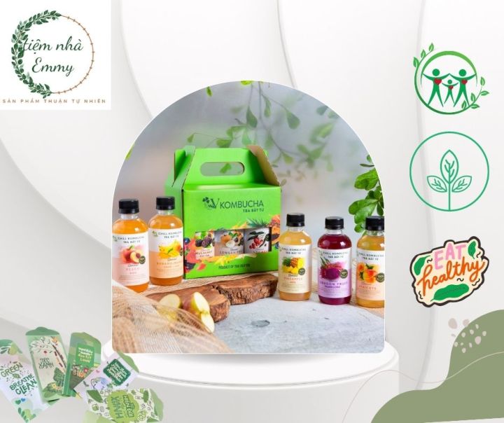 [hộp 6 chai] Trà Kombucha Chill VGreen 250ml 11 vị vải, xoài, xoài mix ...